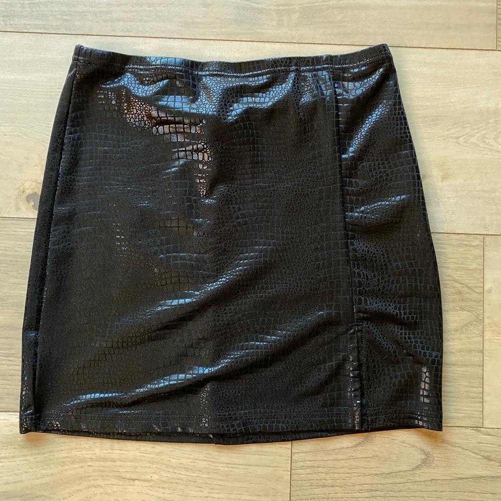 Faux Croc Black Mini Skirt